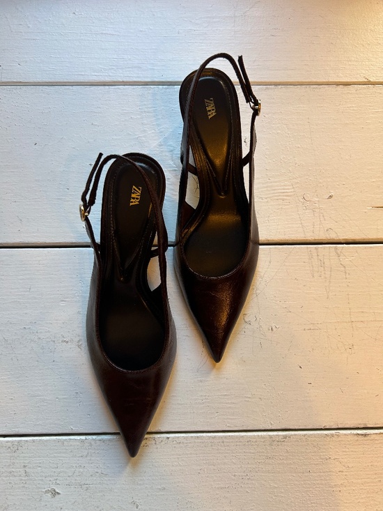 Zara Shoes - ZARA Brown Slingback Heels Size US 8